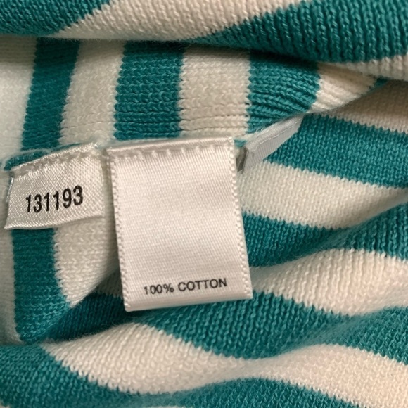 Ann Taylor LOFT Green White Stripe Tank Top Women MP 100% Cotton - Picture 3 of 6